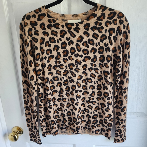 Cynthia Rowley Sweaters - Cynthia Rowley 100% 2 Ply Cashmere Leopard Print Pullover Sz M